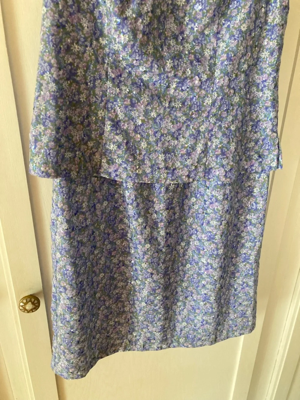 VTG Rabbit Rabbit Rabbit Designs Blue/Lavender Floral Layered Midi Dress - Picture 3 of 8